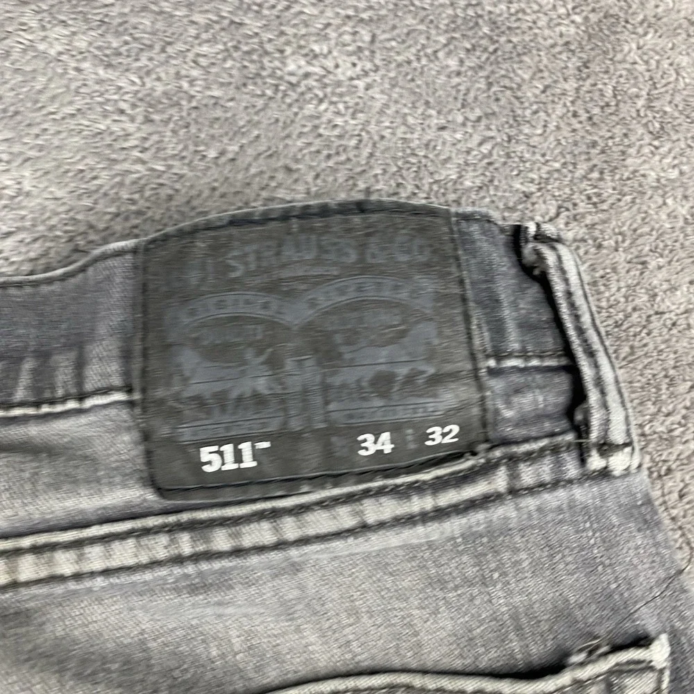Levis 511 Slim Straight Jeans Mens 34x27‎ Gray Mid Rise